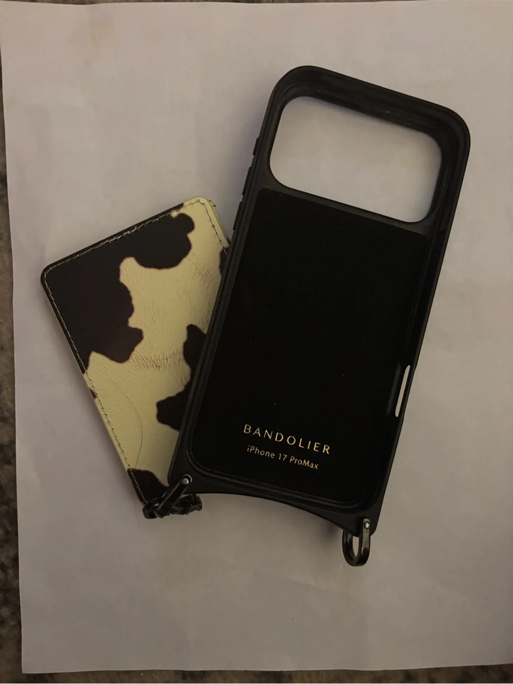 Bandolier Magsafe spotted hide pewter iphone case + Magnetic wallet + strap